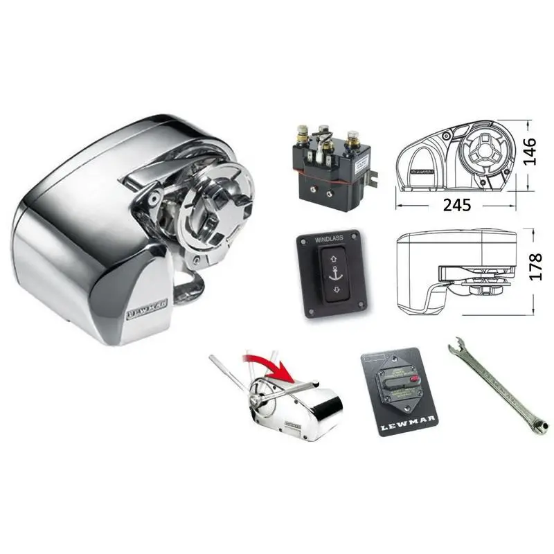 Pagamento Sicuro Verricello Lewmar Pro 1000 con barbotin da 6 mm in acciaio inox 316, installazione facile e rapida, completo di accessori per una prestazione affidabile e veloce, garanzia 5 anni.