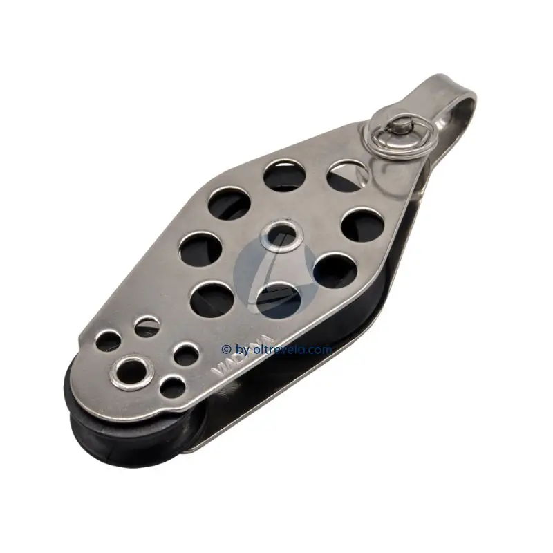 A Buon Prezzo Bozzello a violino Viadana a due pulegge Ø38-25mm con carico di rottura 650 kg e peso di 62 gr, scotta max 8 mm
