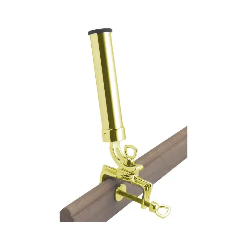 Portacanna in Ottone Giallo Lucido con Morsetto Orientabile - Foresti e Suardi - Max Apertura 100 mm per Nautica e Barche Bestseller