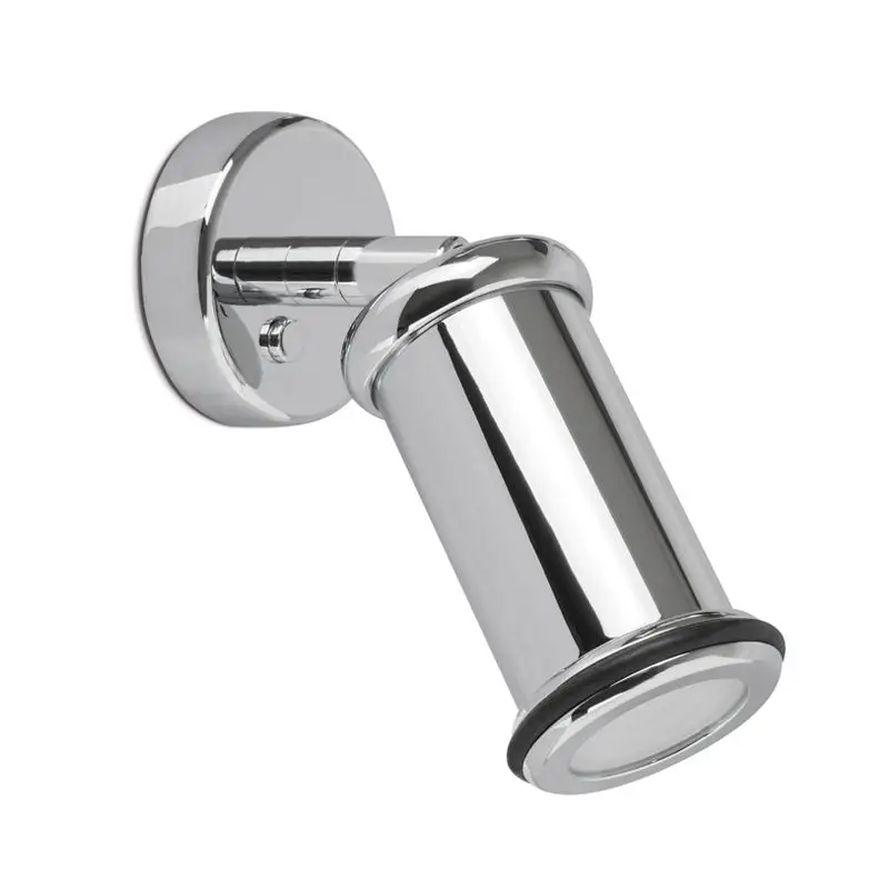 Luce da Lettura Orientabile da Parete in Ottone Argento Cromato Alogena - Foresti e Suardi - Potenza LED 10W, Colore Bianco, Pulsante Inclusa Economico