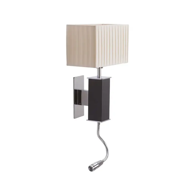 Applique TUCANA PQ in Ottone Argento Cromato E14 Marrone - Foresti e Suardi - Struttura in Legno Rivestita in Vera Pelle, Fissaggio Senza Viti a Vista, 12/24 Volt Scelto Dai Clienti