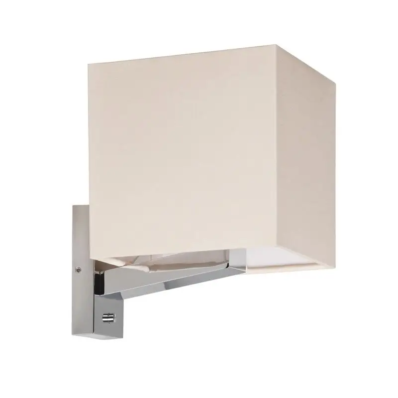 Occasione Imperdibile Applique da interno Foresti e Suardi ALGOL Q in ottone argento cromato con paralume in seta avorio, E14, max 25W - 7098.CBALGOL C
