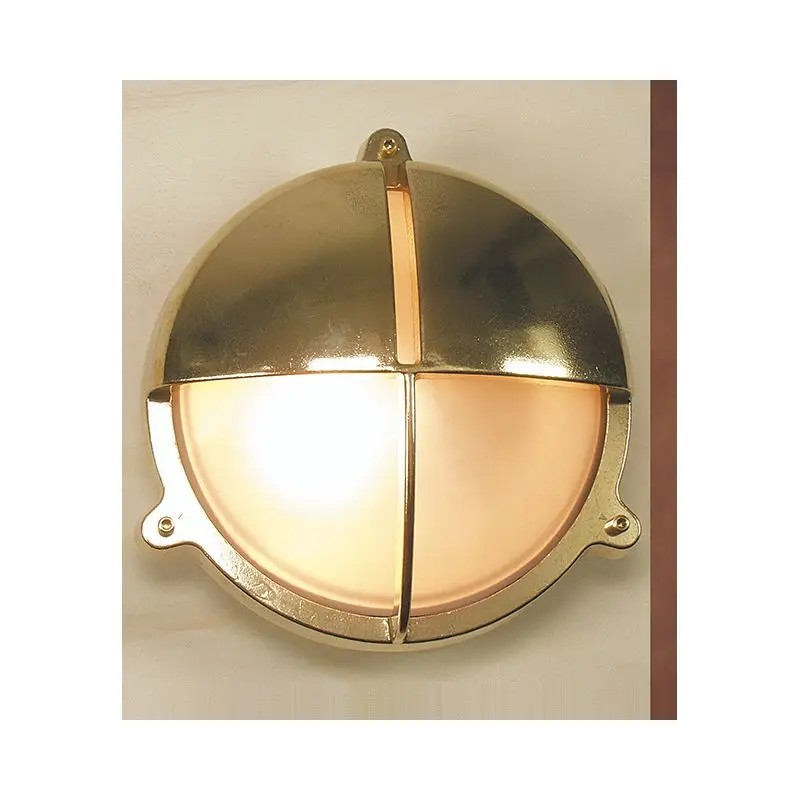 Lampada Applique in Ottone Giallo Lucido Ø200 E27 Trasparente - Foresti e Suardi, Design Elegante per Nautica e Barche. Ordina Subito