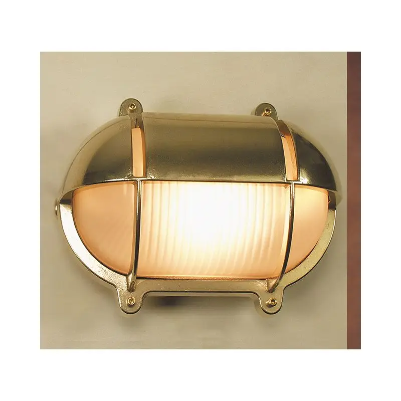 Spedizione Espresso Lampada Applique Oval Ottone Giallo Lucido E27 Sabbiato - Foresti e Suardi - 182x140 mm - Illuminazione Nautica e da Interno