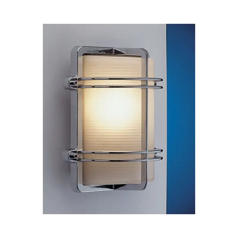 Lampada Applique in Ottone Cromato E27 Sabbiato - Foresti e Suardi, Design Rettangolare con Griglia per Nautica e Vela Saldi