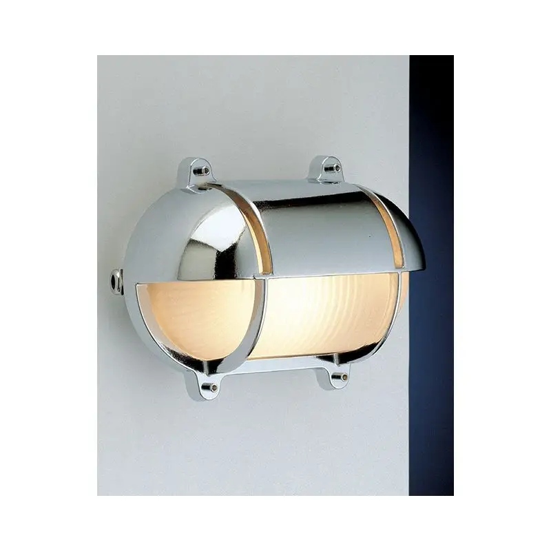 Miglior Prezzo Lampada Applique Oval Office in Ottone Argento Cromato E27 - Foresti e Suardi 210x150 con Schermo a Visiera e Diffusore Sabbiato 2435B.CS per Nautica e Vela