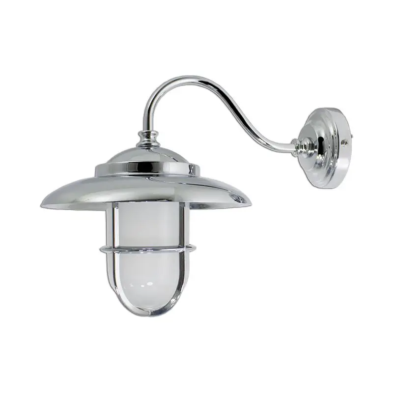 Lampada Applique Nautica in Ottone Argento Cromato E27 S Sabbiato - Foresti e Suardi - Design Elegante per Ambienti Marini Soddisfatti O Rimborsati