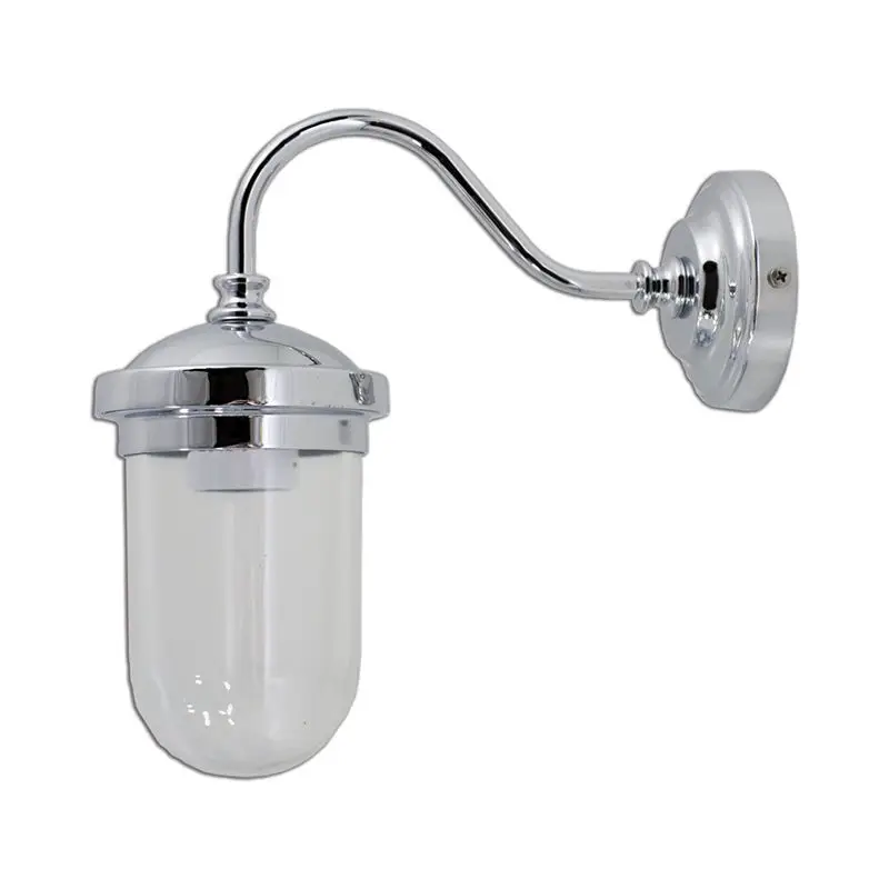 Lampada Applique in Ottone Argento Cromato E27 T Trasparente - Foresti e Suardi - Max 52W - Nautica e Accessori Barche Pagamento Sicuro