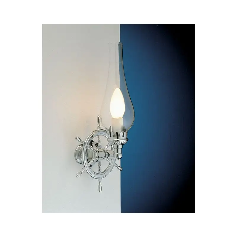 Lampada Applique in Ottone Cromato con Timone - E14 Trasparente, Brand Foresti e Suardi, Max 46W, Modello 2236.CT Sconto