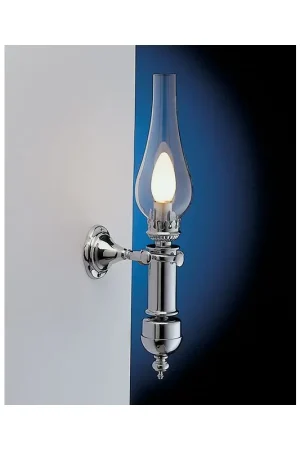 Acquista Ora Lampada a Petrolio da Parete in Ottone Argento Cromato Trasparente - Foresti e Suardi, Lampada del Capitano Funzionante per Nautica e Barche