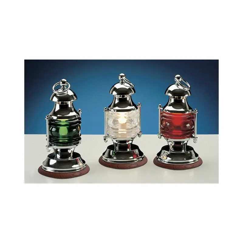Must-Have Lampada da tavolo in ottone argento cromato E14 Rosso su base in legno TEAK - Foresti e Suardi