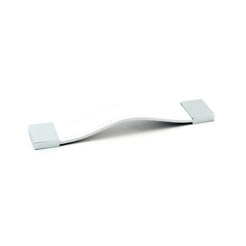 Offerta Limitata Maniglia per Mobili in Ottone Argento Cromato con Pelle Bianca - Foresti e Suardi - Elegante e Resistente per Nautica e Barche