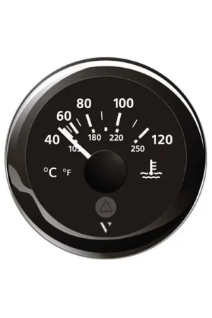Termometro Acqua 12/24V Nero - Strumento Stagno IP67 con Illuminazione LED Rossa e Cavo di Collegamento, Scala 40/120 °C - VDO Marine Occasione Imperdibile