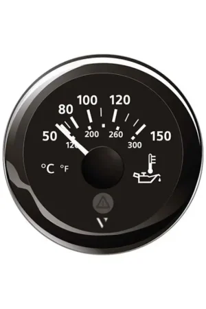 Offerta Lampo Indicatore di Temperatura dell'Olio Motore Nero 12/24V - Strumento Stagno IP67 con Spia LED Rossa e Cavo di Collegamento - VDO Marine