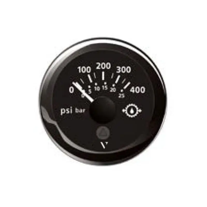 Prezzo Di Fabbrica Manometro Olio 25 Bar Nero IP67 con Illuminazione Rossa e Cavo di Collegamento per Invertitore 12/24V - Strumento Stagno VDO Marine