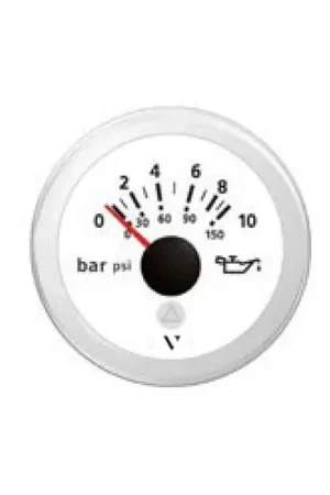 Manometro Olio 10 Bar Bianco - Strumento Stagno IP67 con Illuminazione LED e Cornice Tonda 12/24V VDO Marine Affare
