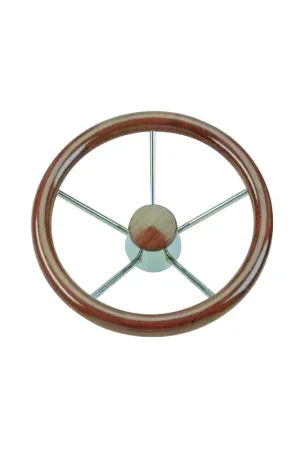 Volante in Teak Ø 350 mm - Volante in Legno con Mozzo in Acciaio Inox e Cono Universale Esclusivo