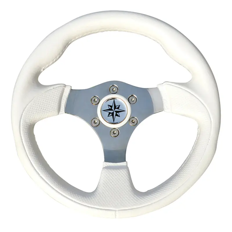 Super Prezzo Ruota Timone T12 Bianca Ø 300 mm - Volante a 3 Razze con Impugnatura in Poliuretano Morbido e Razze in Acciaio Inossidabile per Barche e Vele