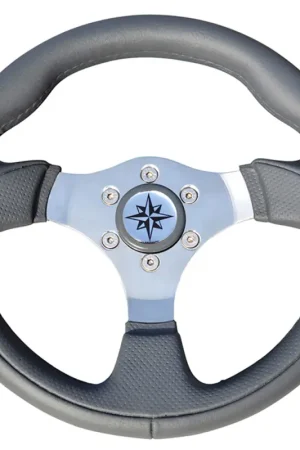 Compra Adesso Ruota Timone T12 Grigio Ø 300mm - Volante a 3 Razze con Impugnatura e Razze in Acciaio Inossidabile Rivestite in Poliuretano Morbido