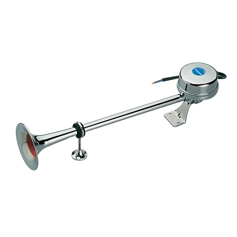 Popolare Tromba Elettromagnetica a Cornetto 24V in Acciaio Inox - Suono Intenso 118 dB, Udibilità fino a 1.300 metri, Lunghezza 400 mm - Ideale per imbarcazioni