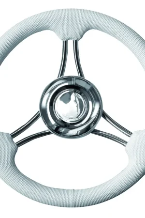 Ruota Timone T22 Bianca Ø 350 mm - Volante a 6 Razze con Impugnatura in Poliuretano e Razze in Acciaio Inox per Barche Esclusivo