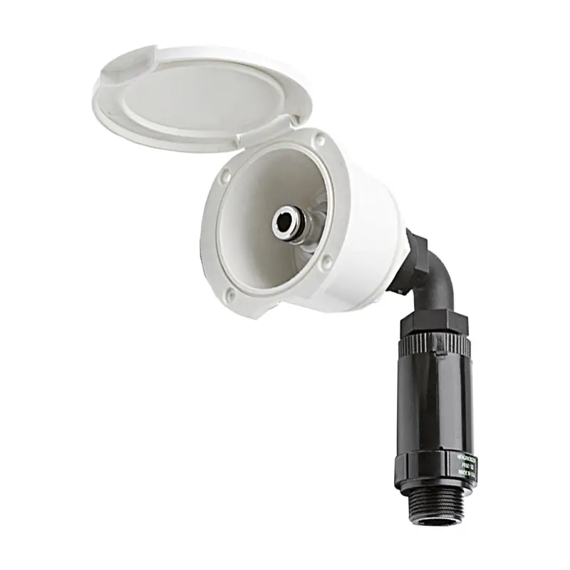 Promozione Esclusiva Contenitore Innesto Rapido Maschio per Carico Acqua Dolce con Riduttore di Pressione 2,5 Bar - Curva a Gomito e Valvola di Non Ritorno