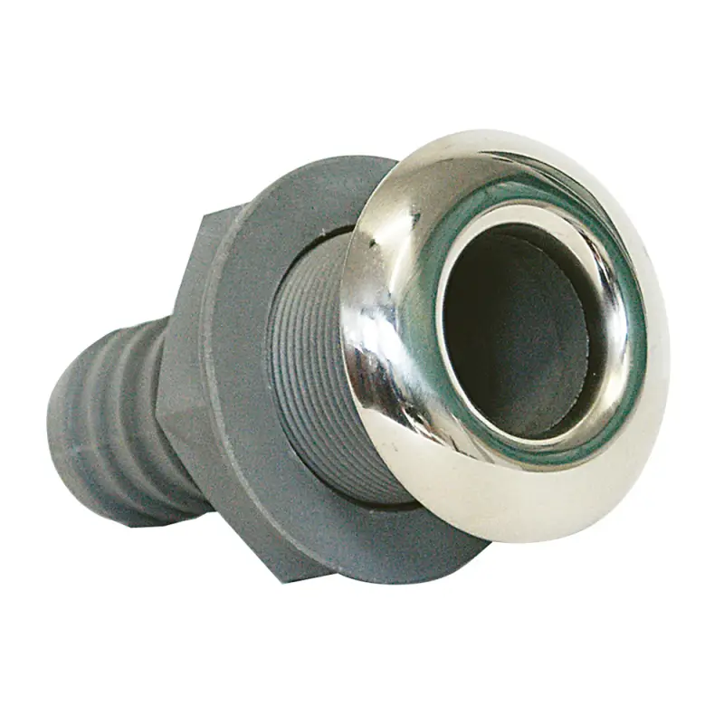 Scarico a Mare Dritto Ø 16 mm in PVC/Inox AISI 316 con Portagomma in Nylon e Fibra di Vetro - Marine Town Solo Oggi