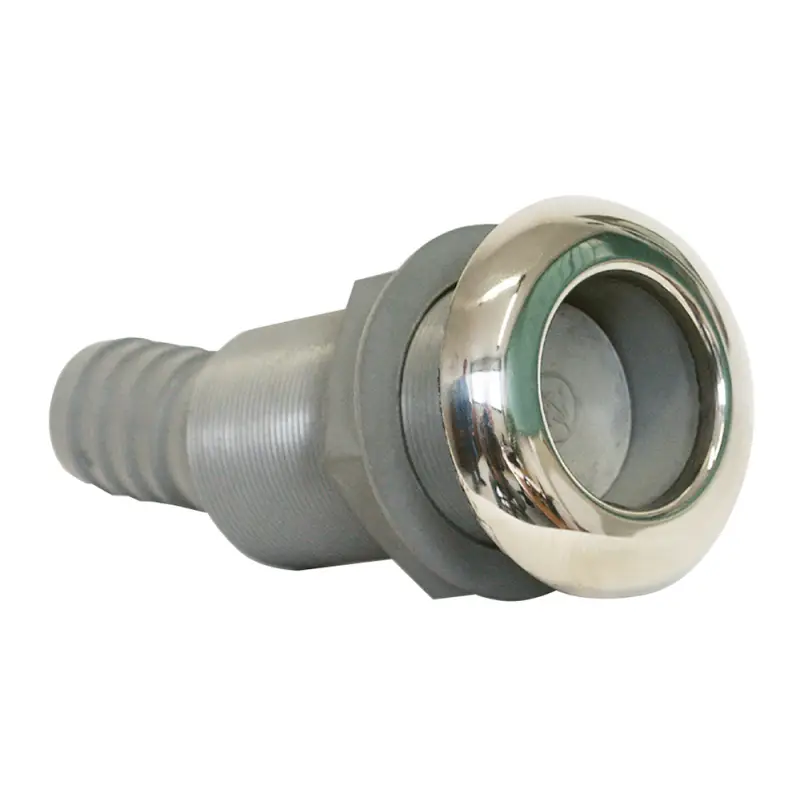 Non Perdere Scarico Autosvuotante Inclinato 15° in Nylon e Fibra di Vetro con Ghiera in Acciaio Inox AISI 316 e Portagomma - Ø 38 mm