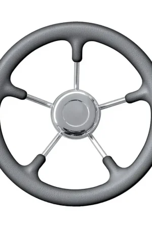 Offerta Del Giorno Ruota Timone Grigia Ø 400 mm - Volante a 5 Razze con Impugnatura in Poliuretano e Razze in Acciaio Inox