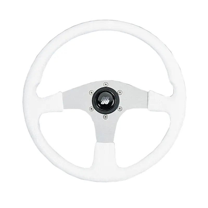 Prezzo Scontato Ruota Timone Bianca Ø 350 mm - Volante Corsica con Impugnatura Morbida e Razze in Alluminio Argento