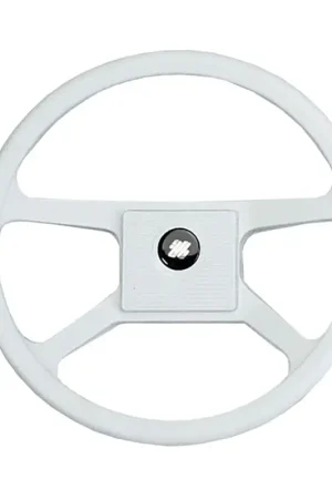 Vendita Finale Ruota Timone V33 Bianco Ø 342 mm - Volante Nautico a 4 Razze in Materiale Termoplastico Antihurto Universale per Tutte le Imbarcazioni