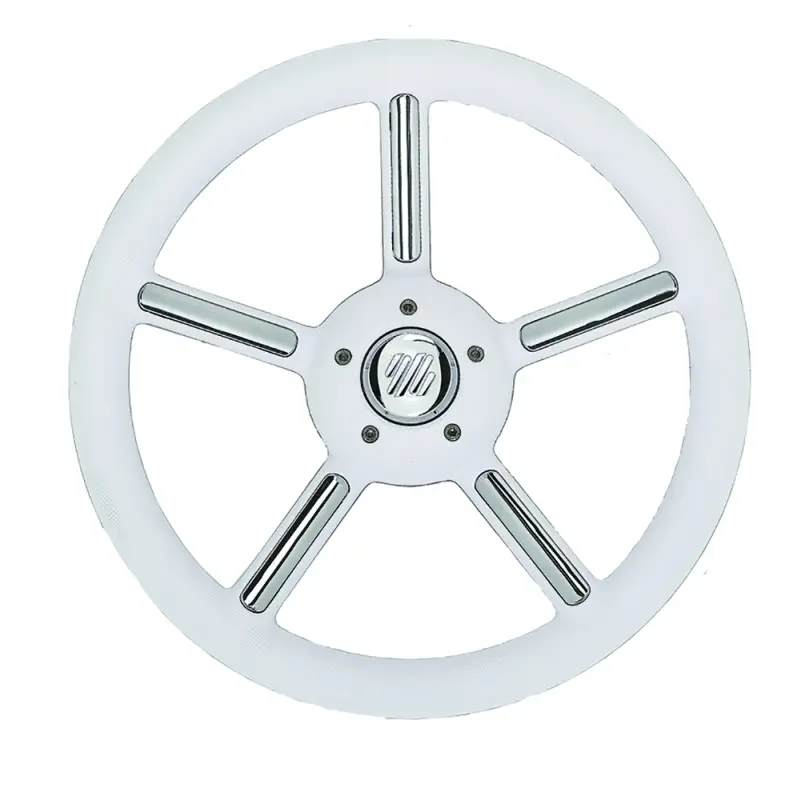 Prezzo Basso Ruota Timone V56 Bianca Ø 350 mm - Volante Nautico a 5 Razze con Impugnatura in Poliuretano e Inserti in Acciaio Inox
