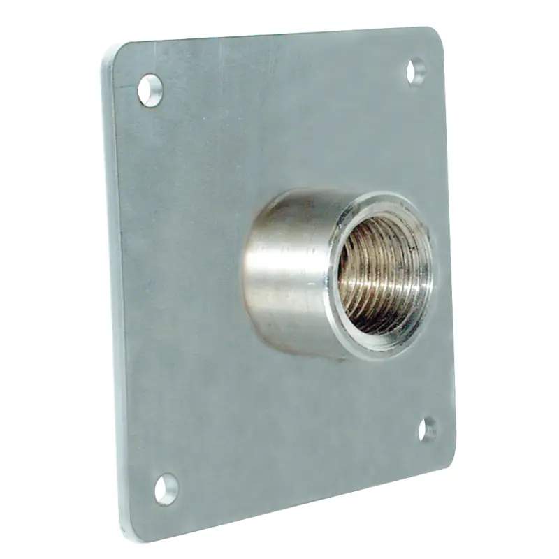 Offerta Lampo Piastra Inox con Manicotto da 1/2" in Acciaio Inossidabile AISI 316 - Dimensioni 80x80 mm con 4 Fori di Fissaggio per Passaggio Liquidi e Gas