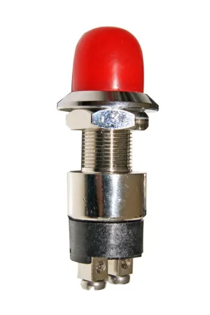 Ultima Occasione Pulsante 30A Impermeabile con Cappuccio Rosso in Ottone Cromato - Grado di Protezione IP 55 - Foro Ø 14 mm