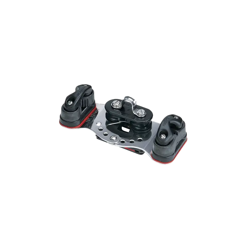 Offerta Carrello Harken 22 mm con Pulegge Fisse e Doppio Strozzatore Carbo-Cam 365 per una Regolazione Facile e Veloce in Nautica.