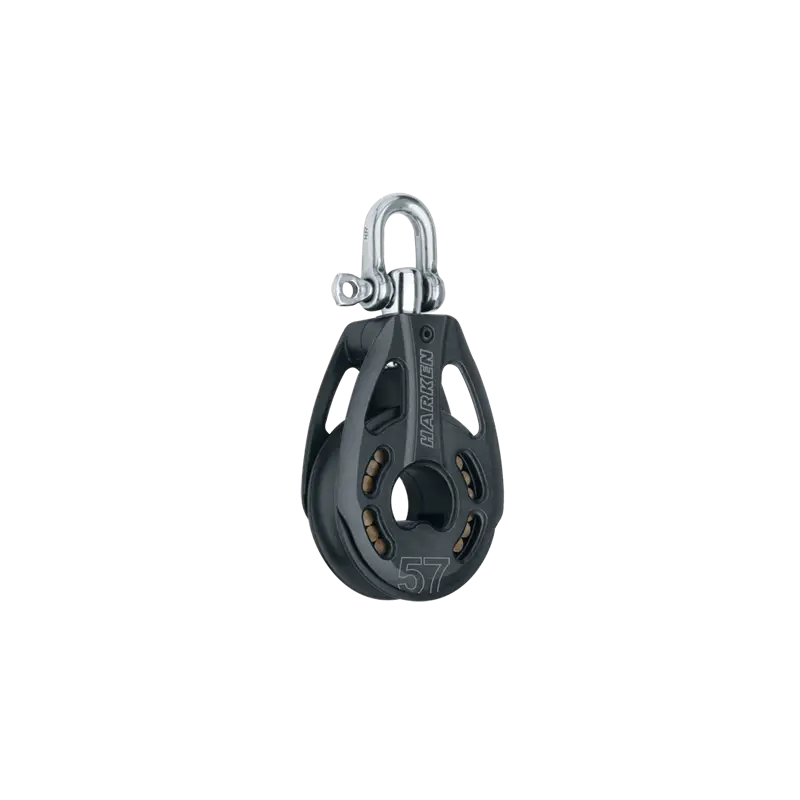 Prezzo Basso Bozzello Black Magic 57 mm Singolo Girevole Harken - Leggero e Resistente per Regolazioni Ottimali in Vela Racing e Cruising