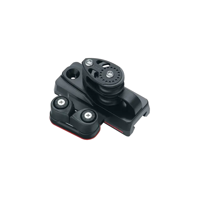 Terminale 27 mm Harken ESP Rotaia Alto Profilo - Doppia Puleggia con Strozzatore Carbo-Cam 365 per Paranchi 2:1 a 5:1 Nuova Collezione