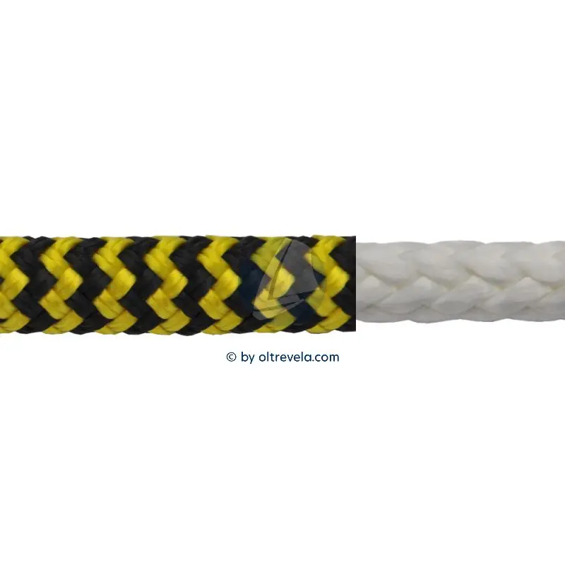 Doppia treccia POLIESTERE Ø8mm spina di pesce giallo/nero Reso Gratuito