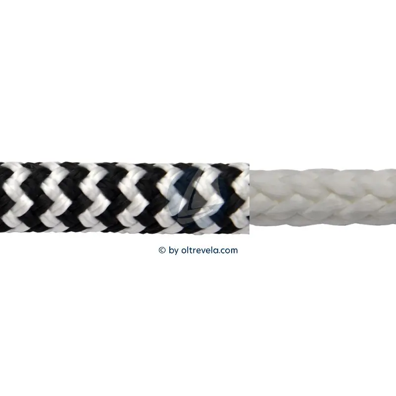 Doppia treccia POLIESTERE Ø8mm spina di pesce bianco/nero Spedito Oggi