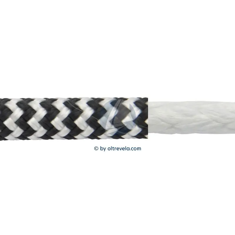 Prezzo Scontato Doppia treccia HMPE Ø8mm spina di pesce bianco/nero