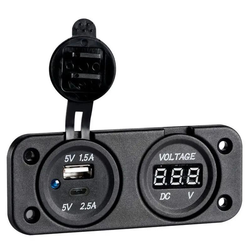 Miglior Prezzo Voltmetro Digitale Nautico con Presa USB Doppia A+C - Opzione con o senza Pannello Frontale per Barche