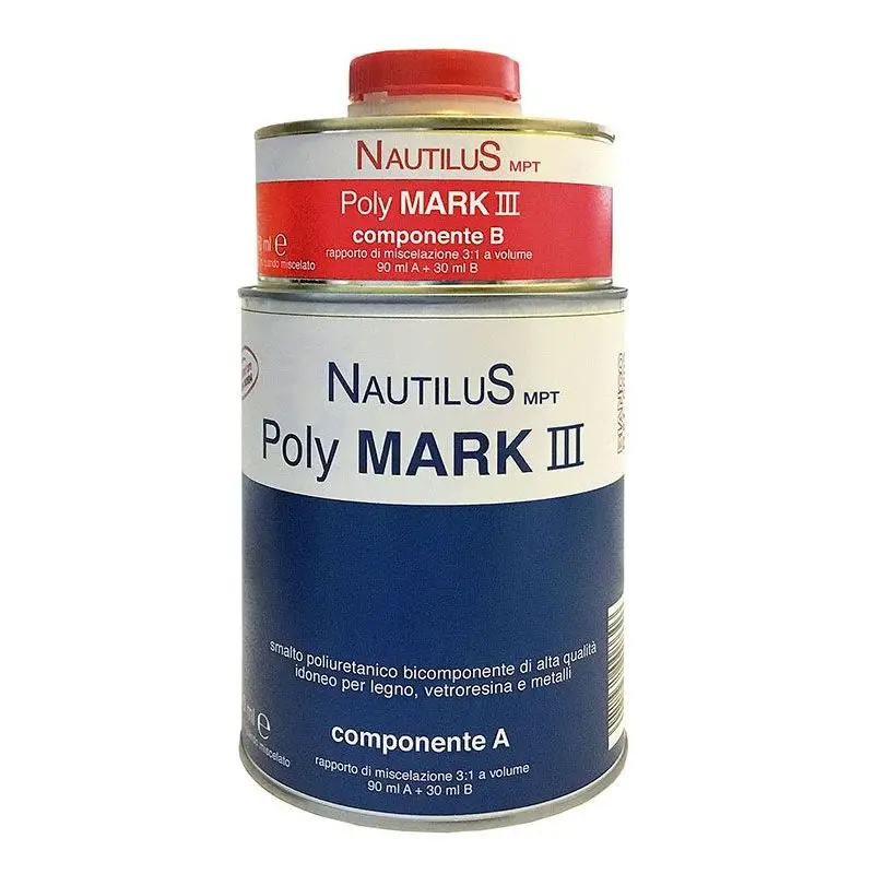 Smalto Nautilus Poly Mark III Bianco RAL 9003 0,750l - Cecchi Gustavo - Smalto Polyuretanico a 2 Componenti per Nautica, Finitura Brillante e Protezione per Legno, Vetroresina e Superfici Metalliche Prezzo Di Fabbrica
