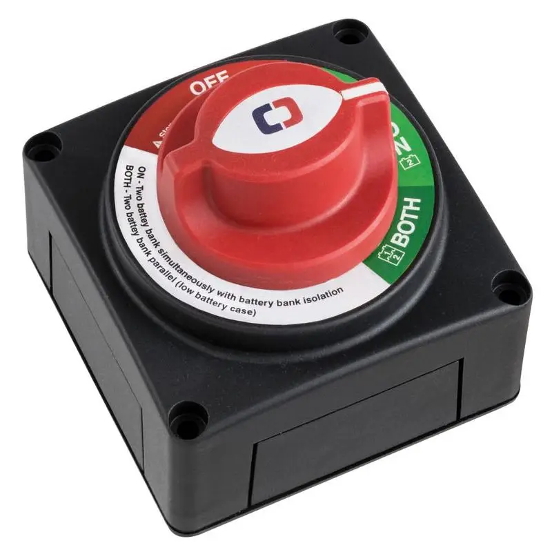A Buon Prezzo Interruttore Deviatore per Batterie 550A OFF-ON-BOTH fino a 48 VDC - Attivazione e Combinazione Banchi Batterie - Universale e Conformità Normativa