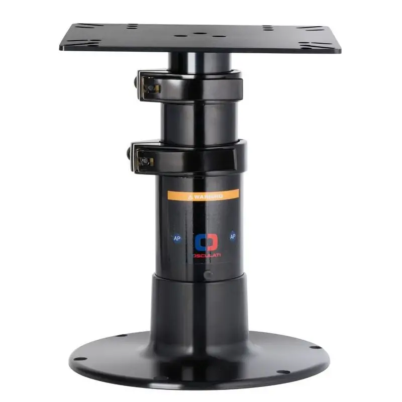 Gamba Tavolo Heavy Duty Giant Nera - Gamba Tri-telescopica in Alluminio Anodizzato con Molla a Gas per Barche e Nautica Consegna Rapida