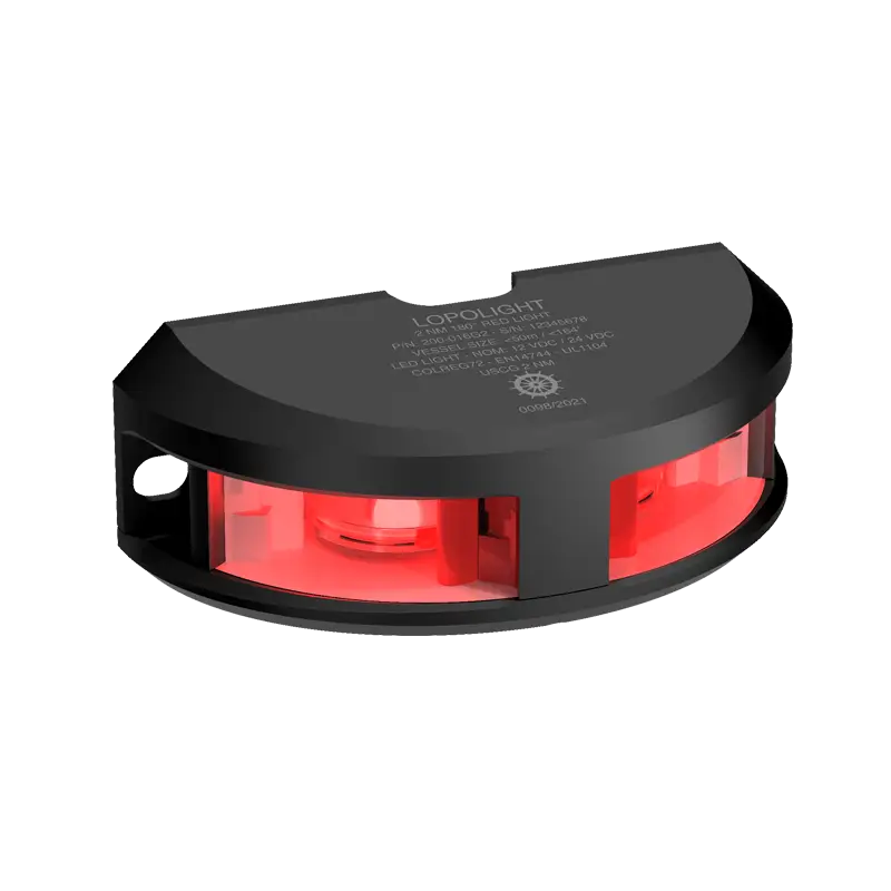 Fanale Verticale Lopolight - Luce Rossa 2 mn 180° - Anodizzato Nero - Potenza 1,8 Watt - Visibilità fino a 50 m - Montaggio Verticale - Include Cavo Precabato 0,70 metri Professionale
