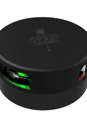 Promozione Combinata di Prua Orizzontale Lopolight - Luce Verde/Rosso - 1 mn - Rotonda 112,5°/112,5° - Nero - Alta Luminosità con LED Unico - Potenza 1,4 Watt - Visibilità 1 Miglio Nautico - Impermeabile IP68+ - Per Imbarcazioni fino a 12 m