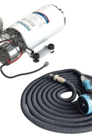 Kit Pompa DP/12E per Lavaggio Ponte - Elettro-Pompa Auto-Adescante con 15m di Tubo e Pistola a Spruzzo Regolabile per Nautica e Barche Quantità Limitata