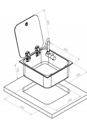Prezzo Ridotto Lavello Nautico in Acciaio Inox 304 con Coperchio in Vetro e Rubinetto Acqua Fredda - Eleganza e Funzionalità per la Tua Barca