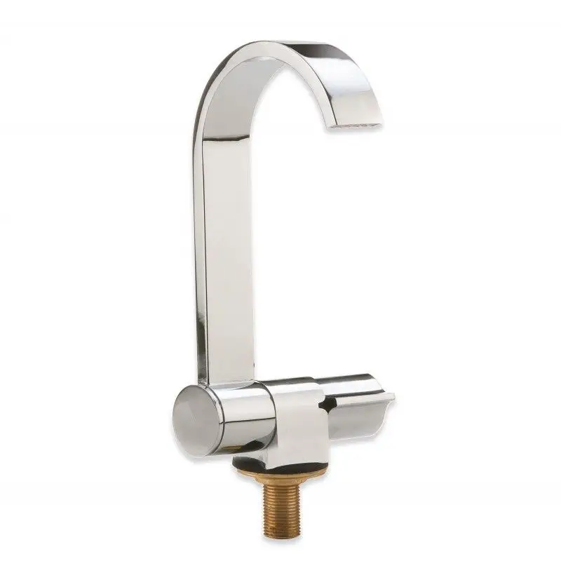 Professionale Rubinetto Acqua Fredda Cromato con Canna Piatta - Rubinetto Abbattibile in Ottone con Attacco Maschio 3/8 per Nautica