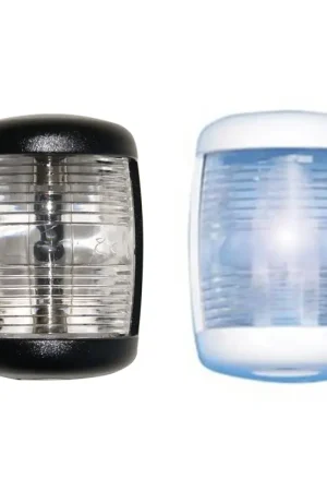 Economico Fanale di Prua Serie Nettuno - Fanale Omologato R.I.Na. in Policarbonato, Resistente ai Raggi UV, Classe di Protezione IP56 con Lampadina 12V e Attestato di Omologazione
